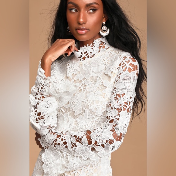 Lulu’s Emory Park Lace Long Sleeve Shift Dress - Picture 5 of 8